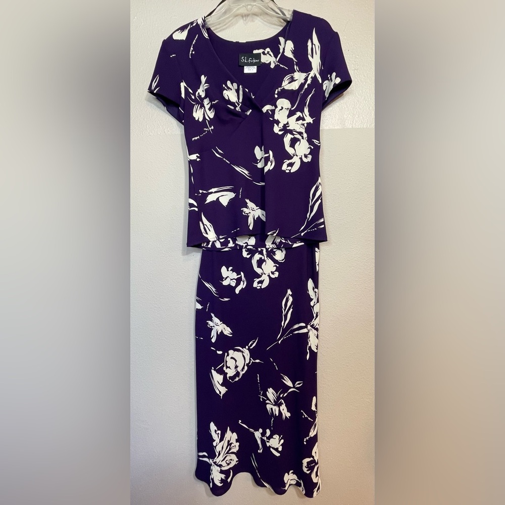 S.L. Fashions  Purple Floral 2 piece set 12